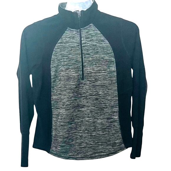 ST. JOHN’S BAY ACTIVE LONG SLV PULL-OVER HALF ZIP FLEECE TOP, WOMENS, GREY/BLACK - Picture 1 of 12